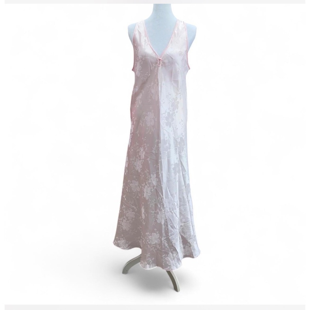 Oscar de la Renta Pink Label Floral Satin Nightgown Womens S Pink Good